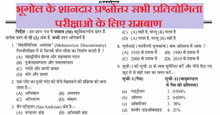 Geography Questions in Hindi PDF