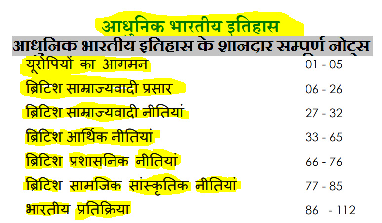 Important Indian History Notes PDF In Hindi